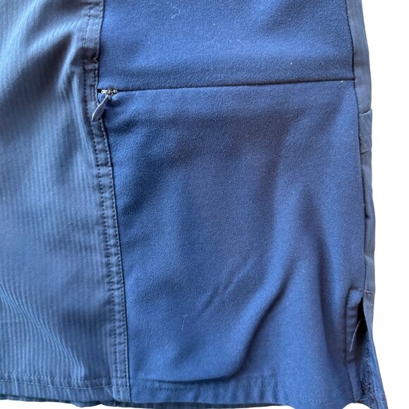 Elle Womens Navy Blue Medical Scrub Top Medium Side Zip Stretch Pockets Lightwei - Picture 6 of 7